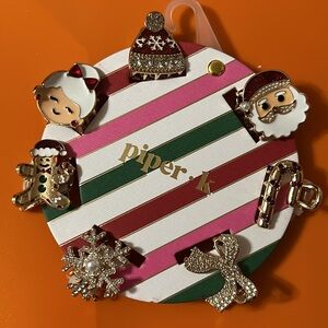 New Piper K Holiday Themed Jeweled Small Hair Clips for girls. Set of 7 clips